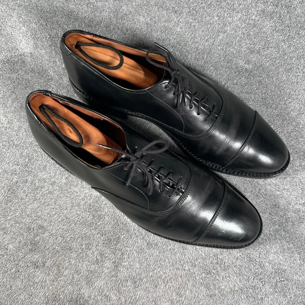 Vintage Allen Edmonds Park Avenue Oxford Dress Shoes Black Cap Toe Men 8.5 B USA